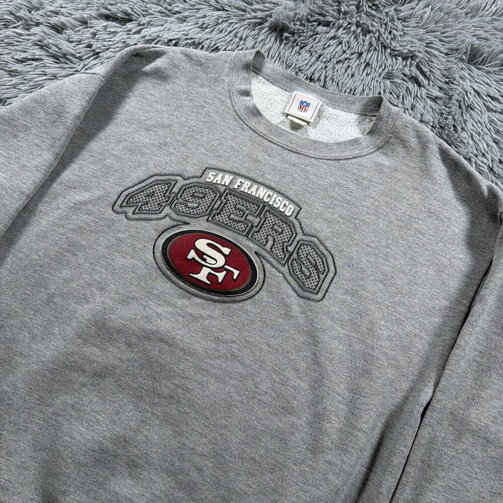 Vintage NFL Sweatshirt Large Gray Red San Francisco 49ers Center Pullover Mens
